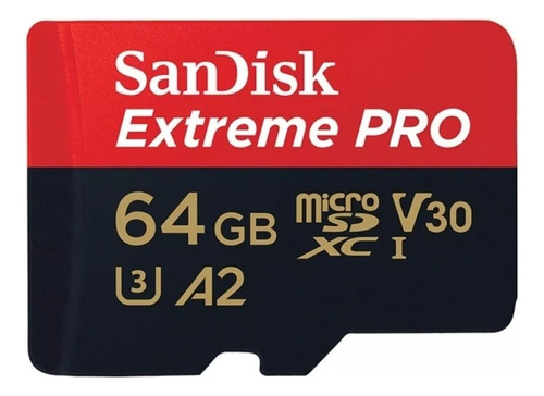 Micro Sd Extreme Pro U3 A2 De 64 Gb, 4k, 170 Mb, Sandisk Gop