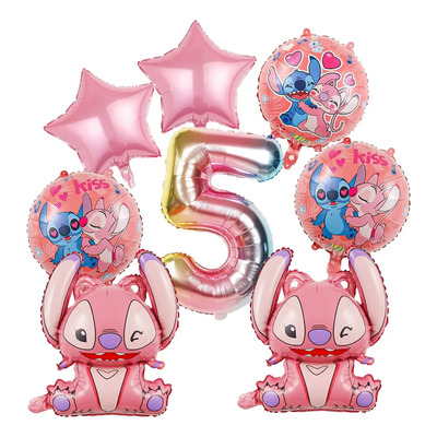 Kit Fiesta Stitch Angel Globos De Cumpleaños Decoración5