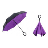 Guarda Chuva Invertido Roxo Dupla Camada