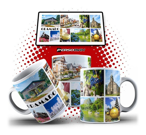 Caneca Cidade De Gramado Rs Lembrança Pontos Turísticos Rs