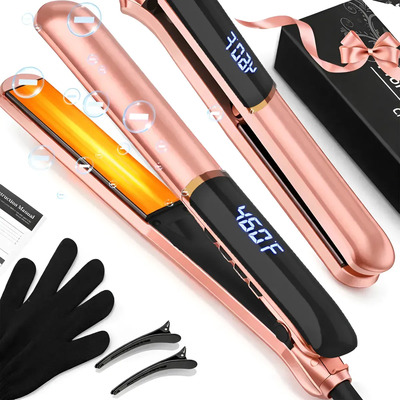 Plancha De Cabello Profesional Yoawes De Cerámica 2 En 1 Para Pelo Alaciadora Y Rizador Para Húmedo O Seco Con Lcd Lones Negativos Panel Flotante 3d Calentamiento Rápido De 10s 460°f Con Guante | MercadoLibre