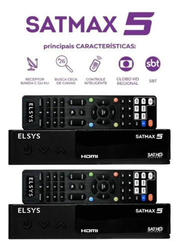 2 Receptores Digitais Fullhd Satmax 5 Banda C E Ku Etrs70