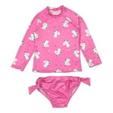 Conjunto Infantil Proteção Solar Uv Praia Blusa Maiô Biquíni