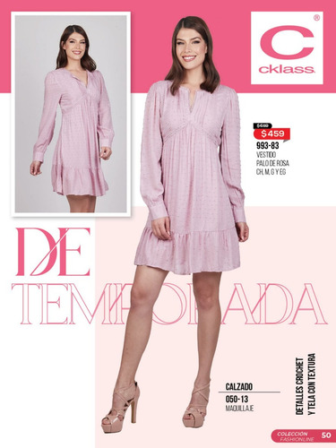 Vestido Crochet Cklass 993-83 Palo De Rosa O/saldos Mchn