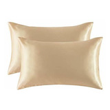 Fundas De Almohada De Satin 2pzas Tamaño Individual Champan