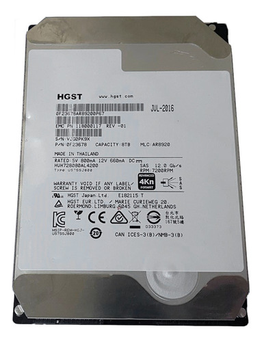 Hd Hgst Ultrastar He8 8tb 3.5 128mb Sas Pn Huh728080al4200 @