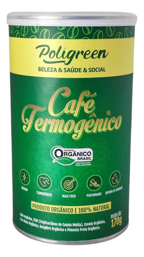 Café Termogênico Orgânico 170g Zero Acuçar 100% Natural