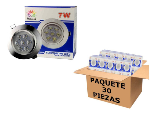 Plafon Led 7w Spot Dirigible Empotrado Paquete 30 Piezas