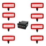 Estrobo De 8 Farol Auxiliar 12v Led Vermelho Efeitos Luz