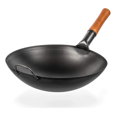 Wok Pan Yosukata De Acero Al Carbono, 36 Cm, Fondo Redondo D