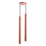 Luminária Pendente Tubo Duplo 50cm Criado Mudo Quarto Cor Cobre Iluminar Ambiente