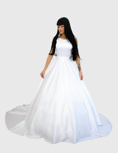 Vestido De Noiva Princesa Minimalista Modelo Isa Com Saiote