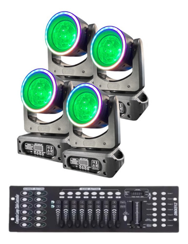 4 Mini Moving Head Globo Rgbw 100w Borda Led + Mesa Dmx