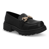 Mocasín Casual 4 Cm Dama Negro 761-08