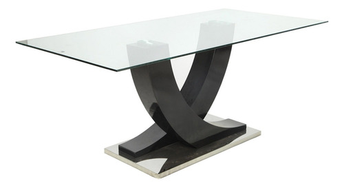 Mesa De Comedor Moderna Madera Vidrio - Duna 200 Negro