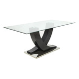 Mesa De Comedor Moderna Madera Vidrio - Duna 200 Negro