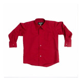 Camisa Manga Larga De Vestir Rojo Cereza Con Tirantes Y Moño