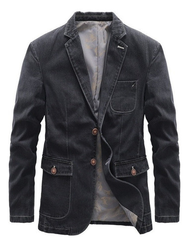 Blazer De Mezclilla Casual De Algodón Para Hombre A