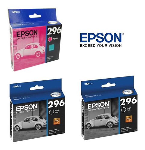 Kit 03 Cartuchos Tinta Original Epson T296 Xp231 Xp241 Xp431