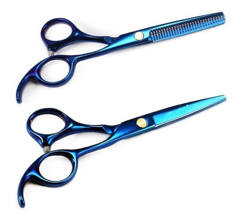 Set Tijeras De Corte Filo Navaja + Esculpidora Azul Prof.