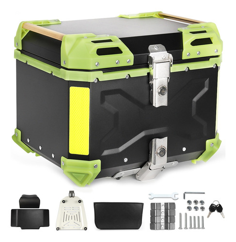 Caja Moto Top Case Aluminio Baul Con Respaldo Y Base 45 L