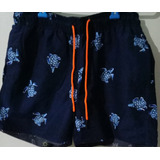 Short De Baño. Reversible. Azul Y Gris. Con Bolsillos. S.