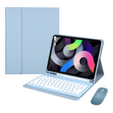 Teclado Redondo + Mouse + Capa Para Samsung Tab S8ultra 14.6 Cor Mist Blue + Mist Blue Round Keyboard + Mist Blue Carregamento Bluetooth Mouse