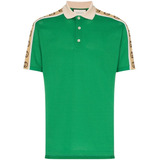 Camisa Polo Com Listra Interlocking Importada Gucci Verde