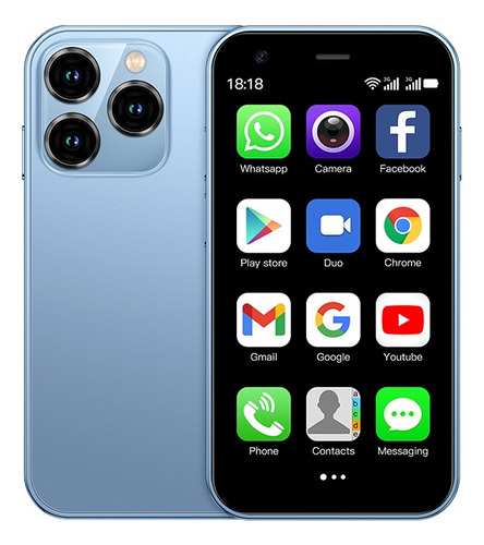 Mini Telefone Barato Android Xs15 Azul 3.0 Polegada