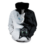 Sudadera Con Capucha Y Estampado De Gato Súper Mona