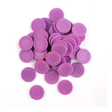 100 Fichas De Bingo Color Morado  3cm