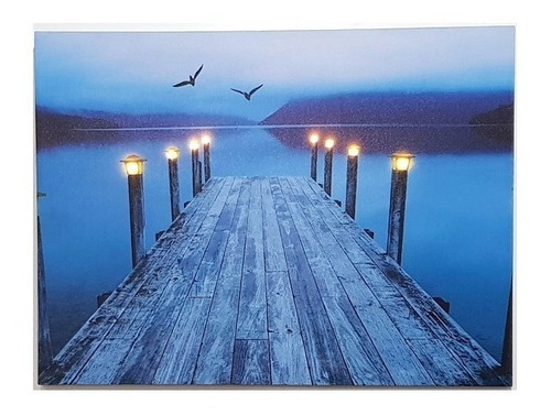 Cuadro Con Luces Led -antiguo Muelle - Importado 60 X 80 Cm