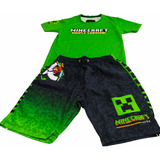 Camiseta + Pantaloneta Niño  Minecraft Envío Gratis 