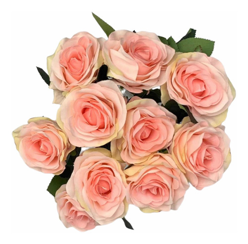 Buquê De Rosas Artificial Com 10 Flores Com Folhas (19-19)