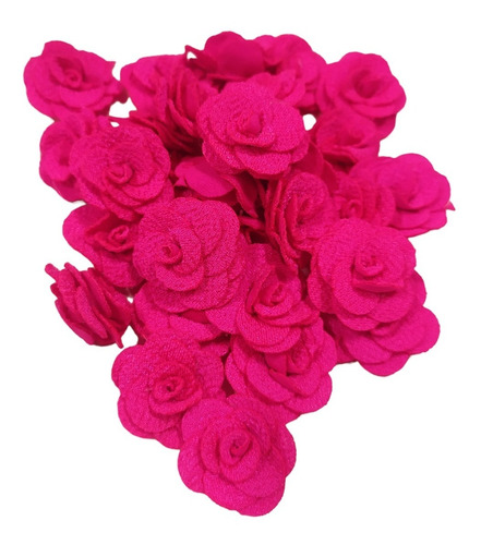 100 Mini Rosas Aplique Laços Flor Tecido Poliéster 3cm Tiara