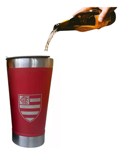 Kit Copo Termico Flamengo Mengão C/tampa Abridor Cerveja