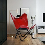 Mueble - Silla De Mariposa Con Brazo De Cuero Vintage Rojo |