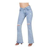 Pantalon Jeans Acampanado Mujer Azul Mezclilla Cklass 100-74