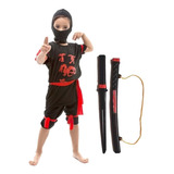 Fantasia Ninja Infantil Curto Verão + Espada Ninja Brinde