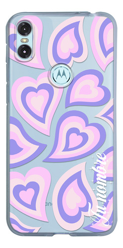 Funda Para Motorola Para Mujer Corazones Morados Con Nombre