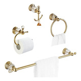 Set De 4 Accesorios Para Baño Dorado - Cristal Wolibeer -95