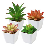 Conjunto De 4 Suculentas Plantas Artificiales, Mini Suculent