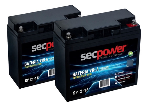 Kit C/2 Bateria Secpower 12v 18ah Vrla Agm Selada -