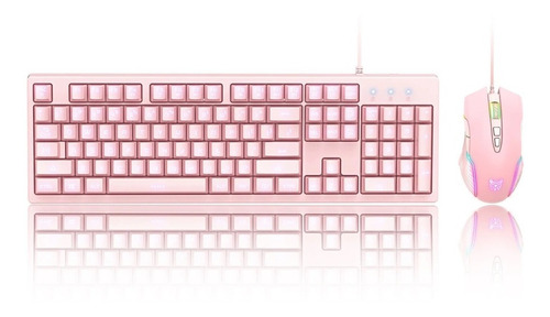 Set Gamer Onikuma G25 Teclado + Mouse Color Rosa