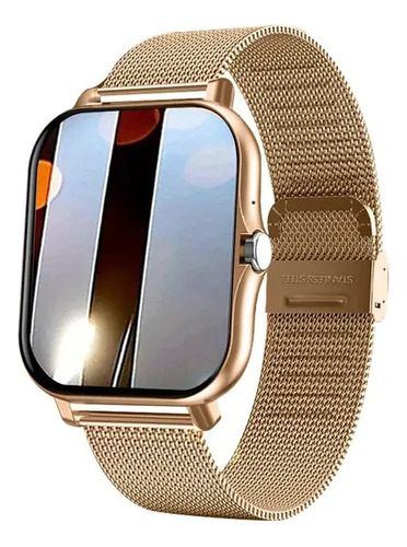 Smartwatch Feminino Dourado Quadrado Touch Com Carregador 