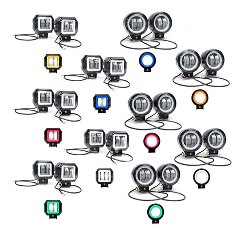 Par Faros 2 Hiper Led Lupa Ojo Angel Estrobo Arillo Cob