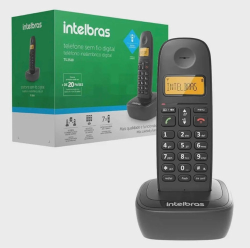 Telefone S/fio Intelbras Ts 2510 C/ Ident. De Chamadas Preto