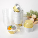 Fuxinghao Moldes Desechables Para Cupcakes De 5 Oz Con Tapas