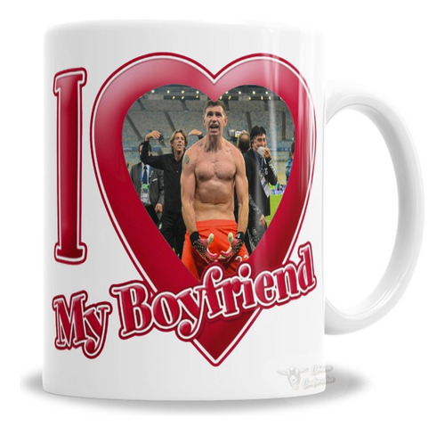 Taza De Cerámica I Love My Boyfriend Dibu Martínez, Con Caja