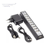 Carregador Adaptador 10 Portas Hub Extensor Ampliador Usb